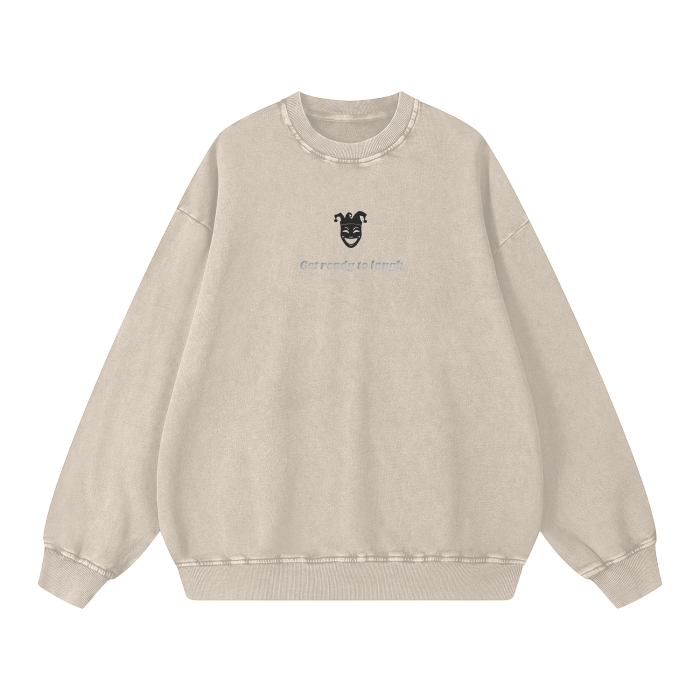 Jester Logo & Slogan Acid Wash Oversize Sweatshirt - 360 GSM