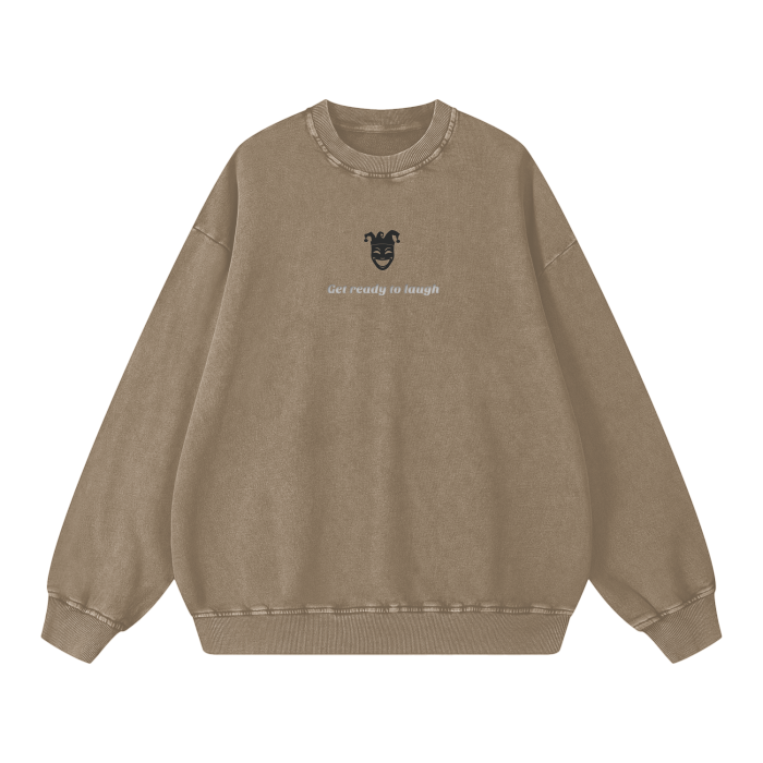Jester Logo & Slogan Acid Wash Oversize Sweatshirt - 360 GSM