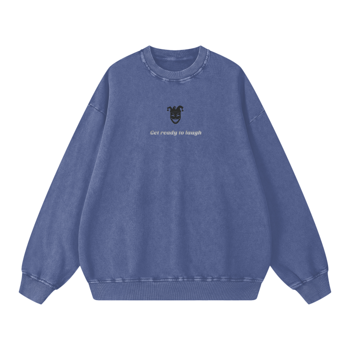 Jester Logo & Slogan Acid Wash Oversize Sweatshirt - 360 GSM