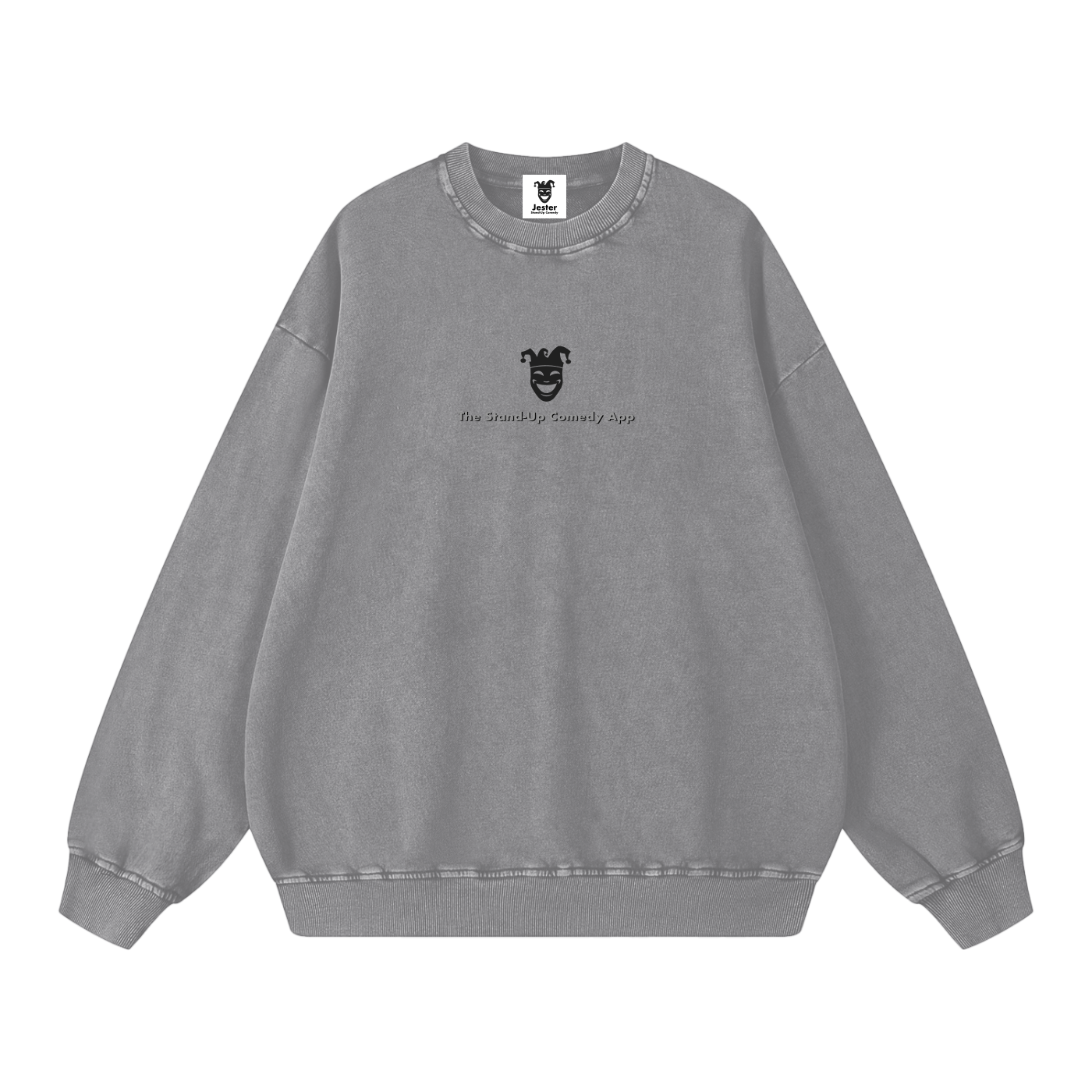 Jester Chest Logo w Text Snow Washed Oversized Sweatshirt