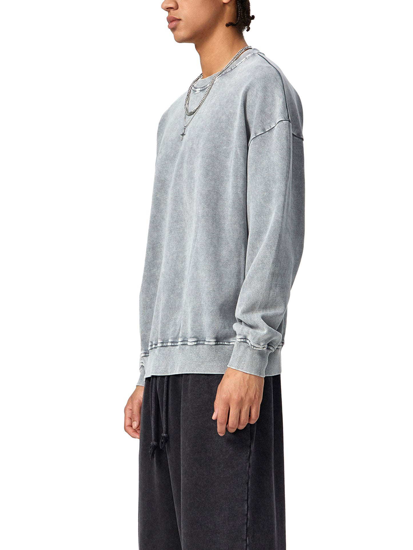 Jester Chest Logo Snow Washed Oversized Sweatshirt